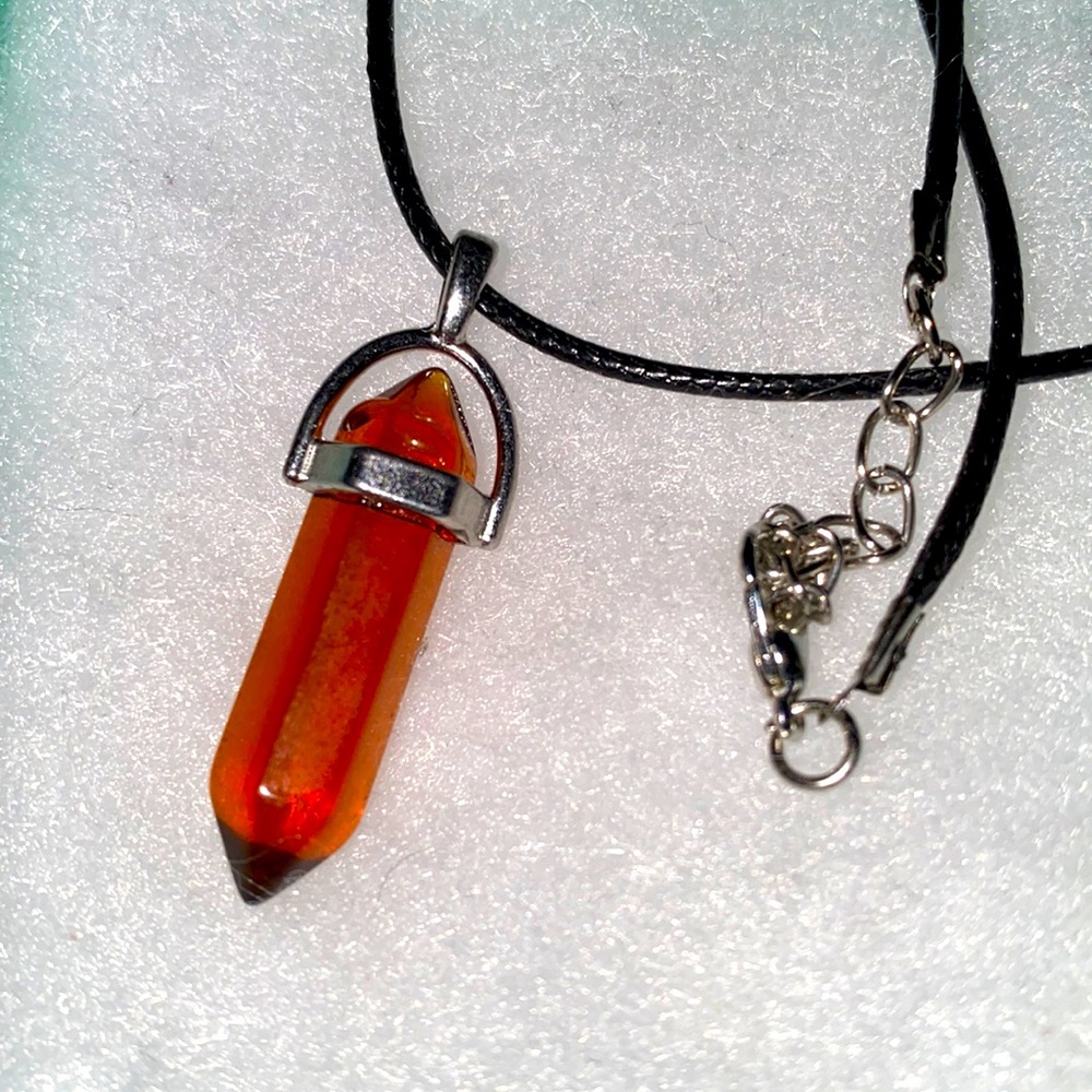 Boho Red Quartz on Black Cord 16-18” Necklace